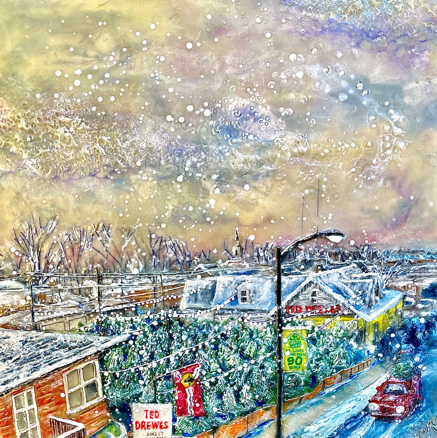 "Snowy St. Louis" Fine Art Print Notecard set with Display Box Frame